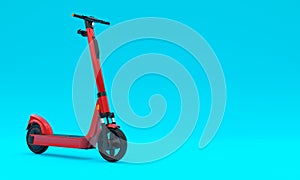 3D illustration ,electric scooter, red and black ,with blue background , copy space, 3d rendering