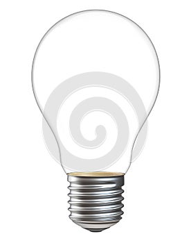 3d illustration of empty light bulb isolated on white background. Realistic 3d rendering of electric lamp without inside