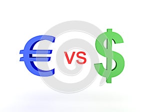 3D illustration of euro versus dollar