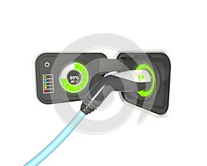 3D Illustration, EV Charging Connectors and Charging Socket for your Electric Vehicle