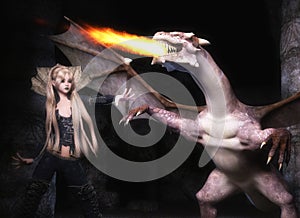 3D Illustration of a Fantasy Dragon
