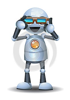 3d illustration fashion wear design of  little robot wearing fancy eyeglass