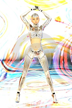 3D Illustration of a female Cyborg