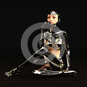 3D Illustration of a female Cyborg