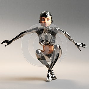 3D Illustration of a female Cyborg