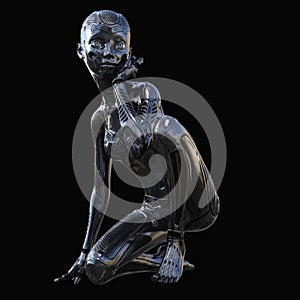 3D Illustration of a female Cyborg