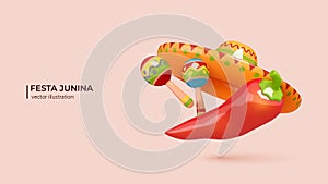 3d Illustration of Festa Junina Festival.