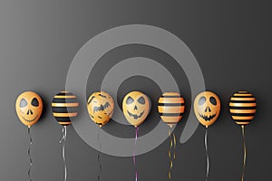 3D illustration festival halloween concept,ghost balloon on black background
