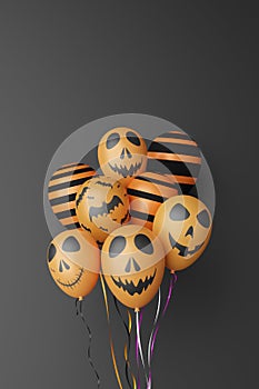 3D illustration festival halloween concept,ghost balloon on black background