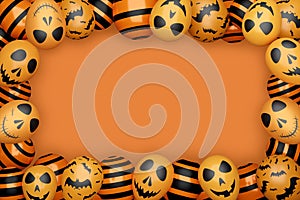 3D illustration festival halloween concept,ghost balloon on orange background