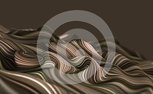 3D illustration of a field of strings twisted in an abstract pattern