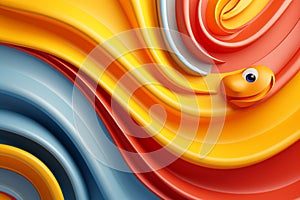 3d illustration of a fish swimming in a colorful swirl