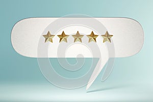 3D Illustration , Five gold star rate review customer ICON