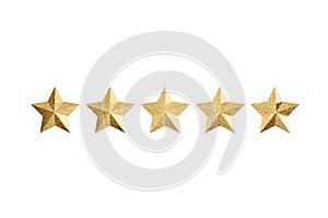 3D Illustration , Five gold star rate review customer ICON
