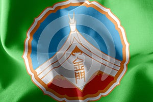 3D illustration flag of Kinmen County is a province of Taiwan