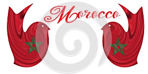 3d Illustration of the flag of Morocco in the shape of a bird on a white background