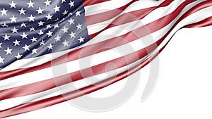 3D illustration of the flag of the United States of America on a white background