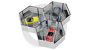 3d illustration of floor plan of car service. Floor plan of car service.