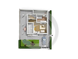 3D illustration floor plan. Floor plan. Color floor plans 3d