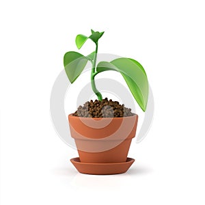 3D illustration. Flower in a pot