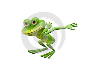 3D Illustration of a Frog Preparing for a Leap