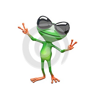 3D Illustration Frog Wearing Sunglasses Triumphs