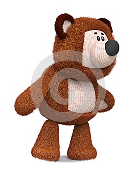 3d illustration funny brown bear toy