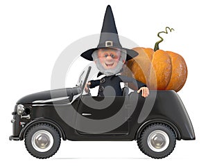 3d illustration funny fairy-tale wizard with a h