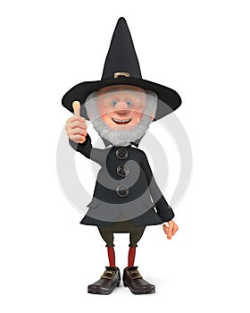 3d illustration funny fairy-tale wizard in a hat