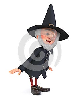 3d illustration funny fairy-tale wizard in a hat