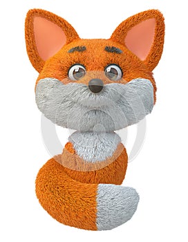 3d illustration funny little Fox