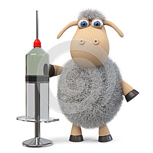 3d illustration funny sheep infected with a virus