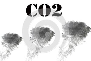 3D illustration of a gaseous emissions of carbon dioxide