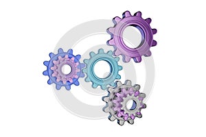 3d illustration gear metal cog iron stainless business idea team technology industry machine isolated on white background -