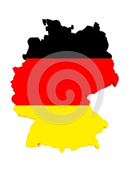 3d Illustration of Germany Map With German Flag Isolated On White