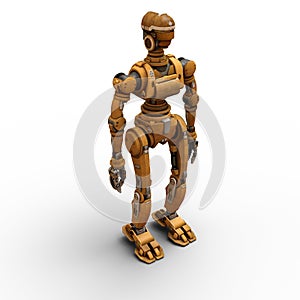 3D-illustration of giant sci-fi robot over white