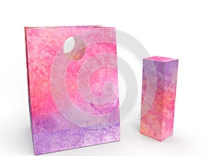 3D Illustration - A Gift bag with a Package for Perfumes or Cremes for Women and Girls