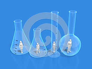 3D illustration of glassware such as beaker and cylinder