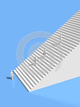 3D illustration of go up the stairs