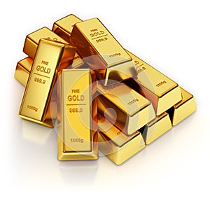 3d illustration of a gold bars.