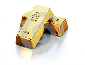 3d illustration of a gold bars.