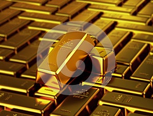 3d illustration of a gold bars.