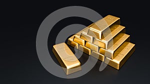 3d illustration of gold bars showing richness and possibility of earnings with stock exchange investment