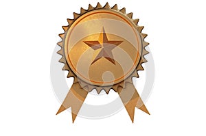 3D Illustration,Gold metal star icon isolated