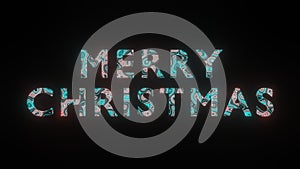 3D illustration graphic of beautiful texture or pattern on the text MERRY CHRISTMAS, isolated on black background