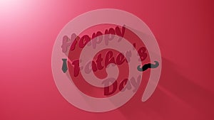 3D illustration graphics of text Happy Father`s Day poster or banner template with shadow, on red background.