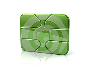 3d illustration of green business credit debit card bank ATM chi