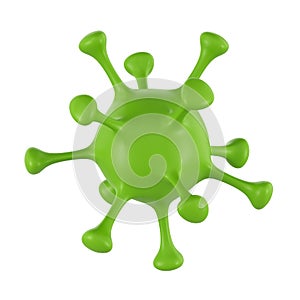 3D illustration green cell virus, covid-19 concept