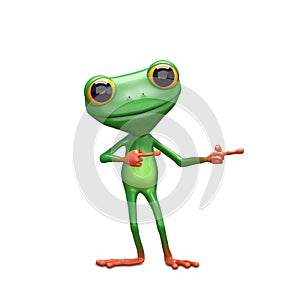 3D Illustration Green Frog Indicates Direction