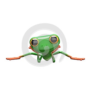 3D Illustration of a Green Frog on a Twine